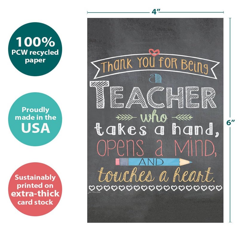 Tree-Free Greetings EcoNotes 12-Count Notecard Set With Envelopes, 4 x 6 Inches, Teacher Mind and Heart Themed Teacher Gift Art (56219) - Image 4
